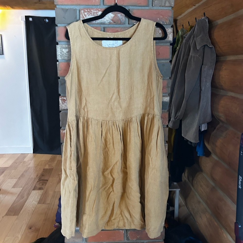notPERFECTLINEN Beige Sleeveless Midi Dress